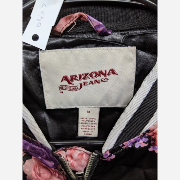 Arizona Jeans Co Black Floral Bomber Jacket - Picture 4 of 5